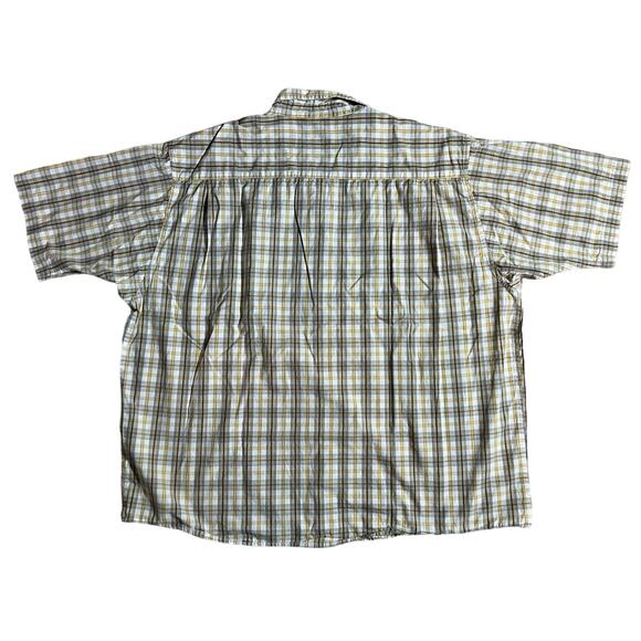 Men's Wrangler Short Sleeve Button Up Shirt, Size 3X Yellow Brown Gray Plaid - Picture 2 of 8